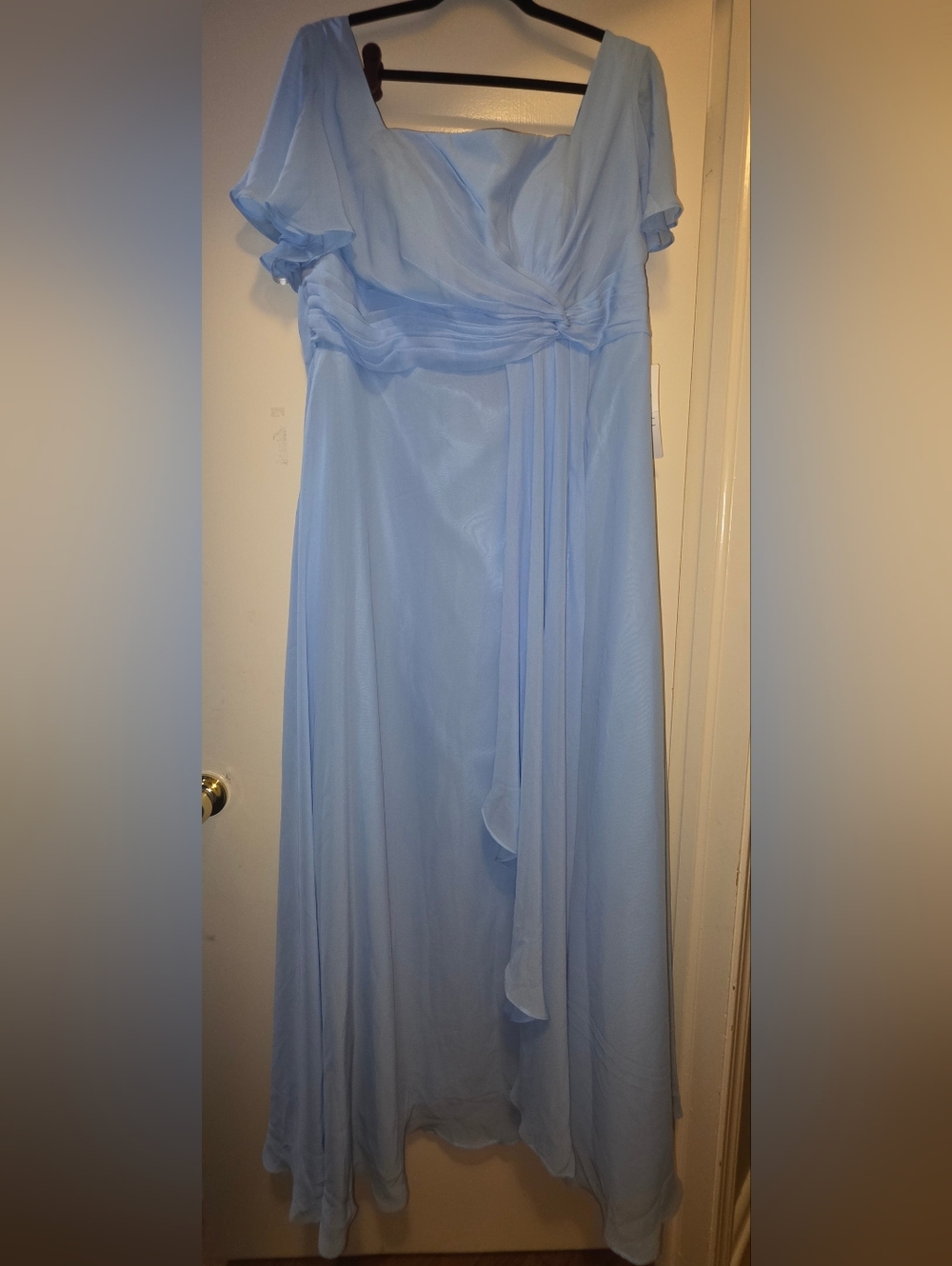 Elegant Light Blue Chiffon Floor Length Dress